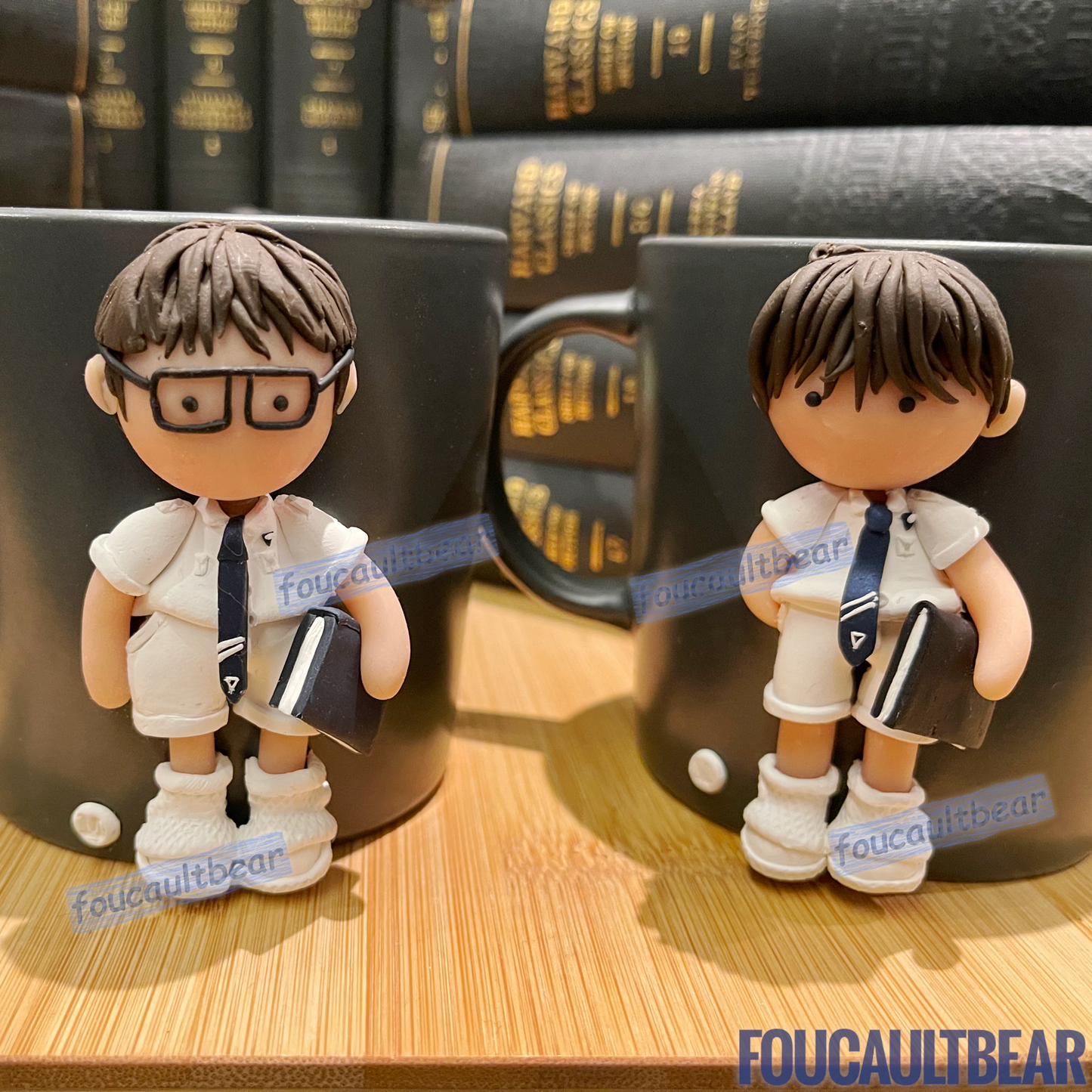 I'm very excited to debut my handcrafted "School Series" polymer clay figurine on mugs. Introducing for the first time, Caden, of the Chloe and Caden series. Every Chloe and Caden figurine is handcrafted with lots of thought and care. They make great storage for pens, pencils, small rulers, etc....