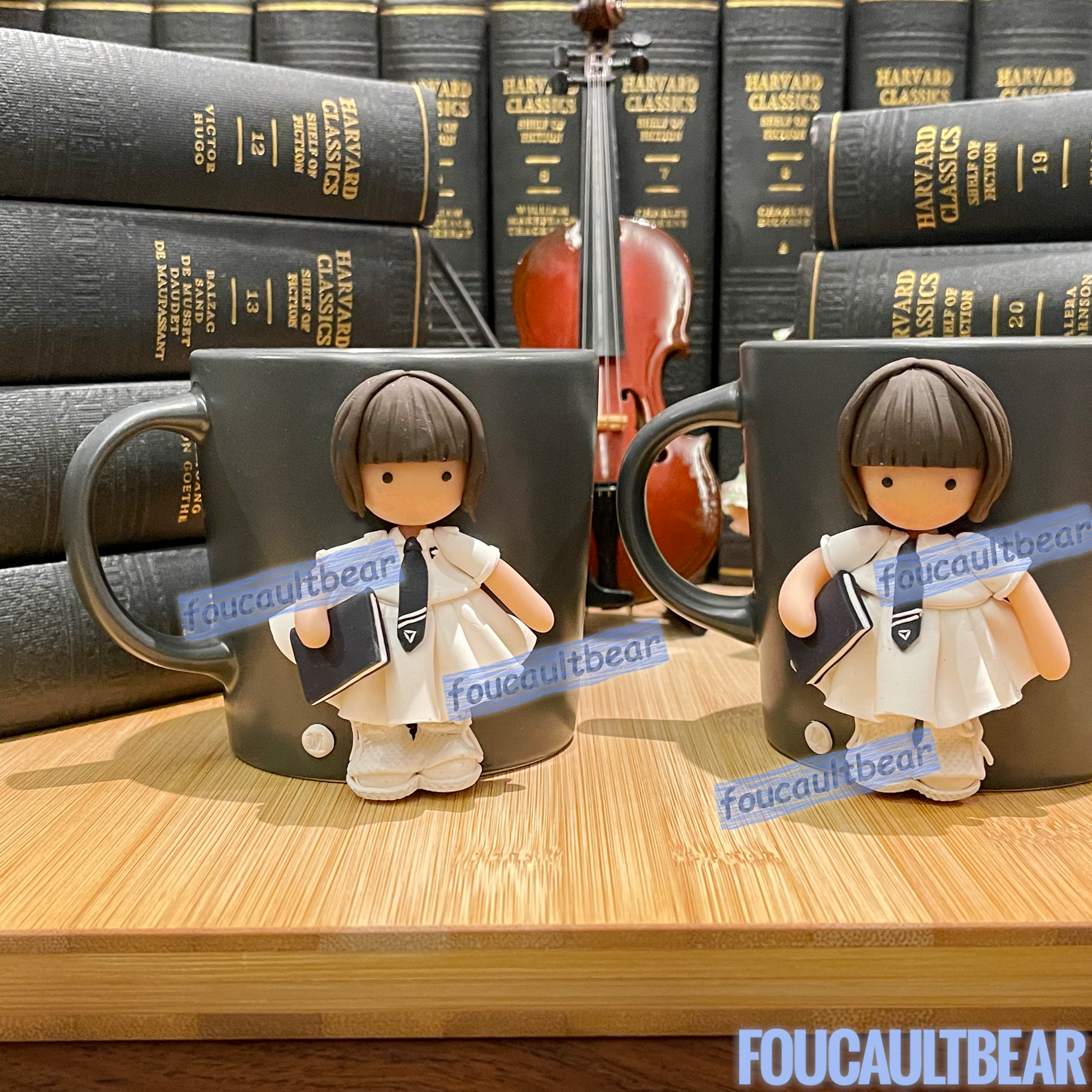 I'm very excited to debut my handcrafted "School Series" polymer clay figurine on mugs. Introducing for the first time, Chloe, of the Chloe and Caden series. Every Chloe and Caden figurine is handcrafted with lots of thought and care. They make great storage for pens, pencils, small rulers, etc....