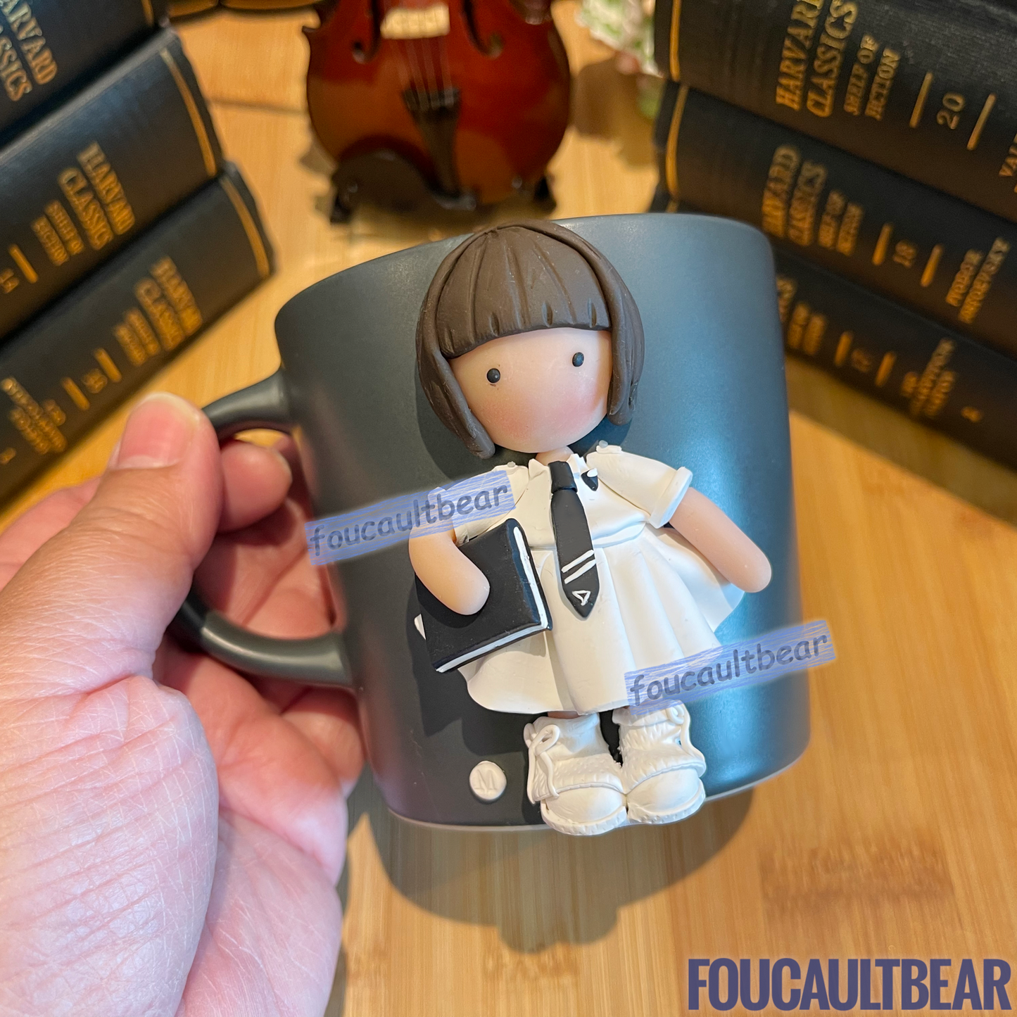 I'm very excited to debut my handcrafted "School Series" polymer clay figurine on mugs. Introducing for the first time, Chloe, of the Chloe and Caden series. Every Chloe and Caden figurine is handcrafted with lots of thought and care. They make great storage for pens, pencils, small rulers, etc....