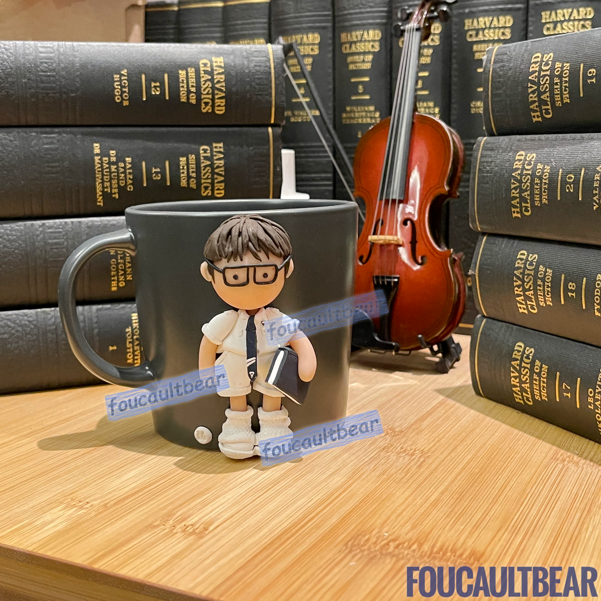 I'm very excited to debut my handcrafted "School Series" polymer clay figurine on mugs. Introducing for the first time, Caden, of the Chloe and Caden series. Every Chloe and Caden figurine is handcrafted with lots of thought and care. They make great storage for pens, pencils, small rulers, etc....